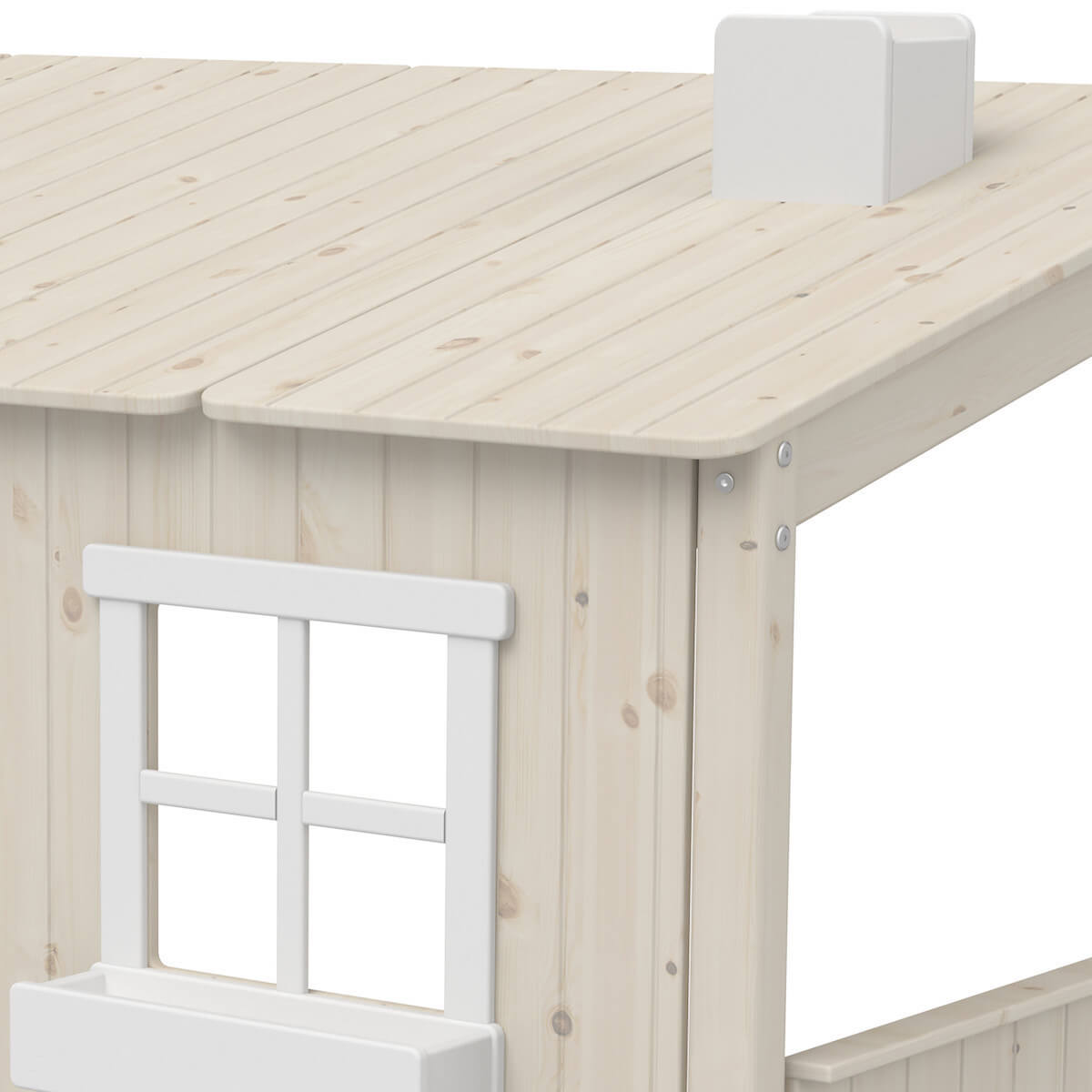 Lit bas évolutif cabane 90x200cm 1/1 PLAY HOUSE CLASSIC Flexa blanchi-blanc