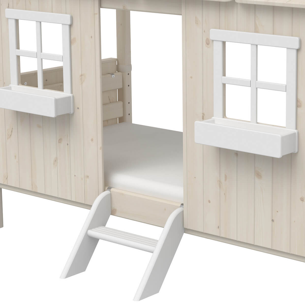 Lit bas évolutif cabane 90x200cm 1/1 PLAY HOUSE CLASSIC Flexa blanchi-blanc