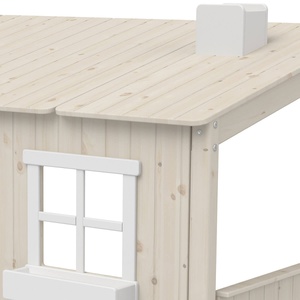 Lit bas évolutif cabane 90x200cm 1/1 PLAY HOUSE CLASSIC Flexa blanchi-blanc