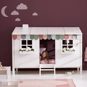 Lit bas évolutif cabane 90x200cm 1/1 PLAY HOUSE CLASSIC Flexa blanchi-blanc