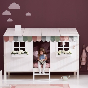 Lit bas évolutif cabane 90x200cm 1/1 PLAY HOUSE CLASSIC Flexa blanchi-blanc