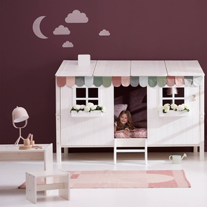 Lit bas évolutif cabane 90x200cm 1/2 PLAY HOUSE CLASSIC Flexa blanc