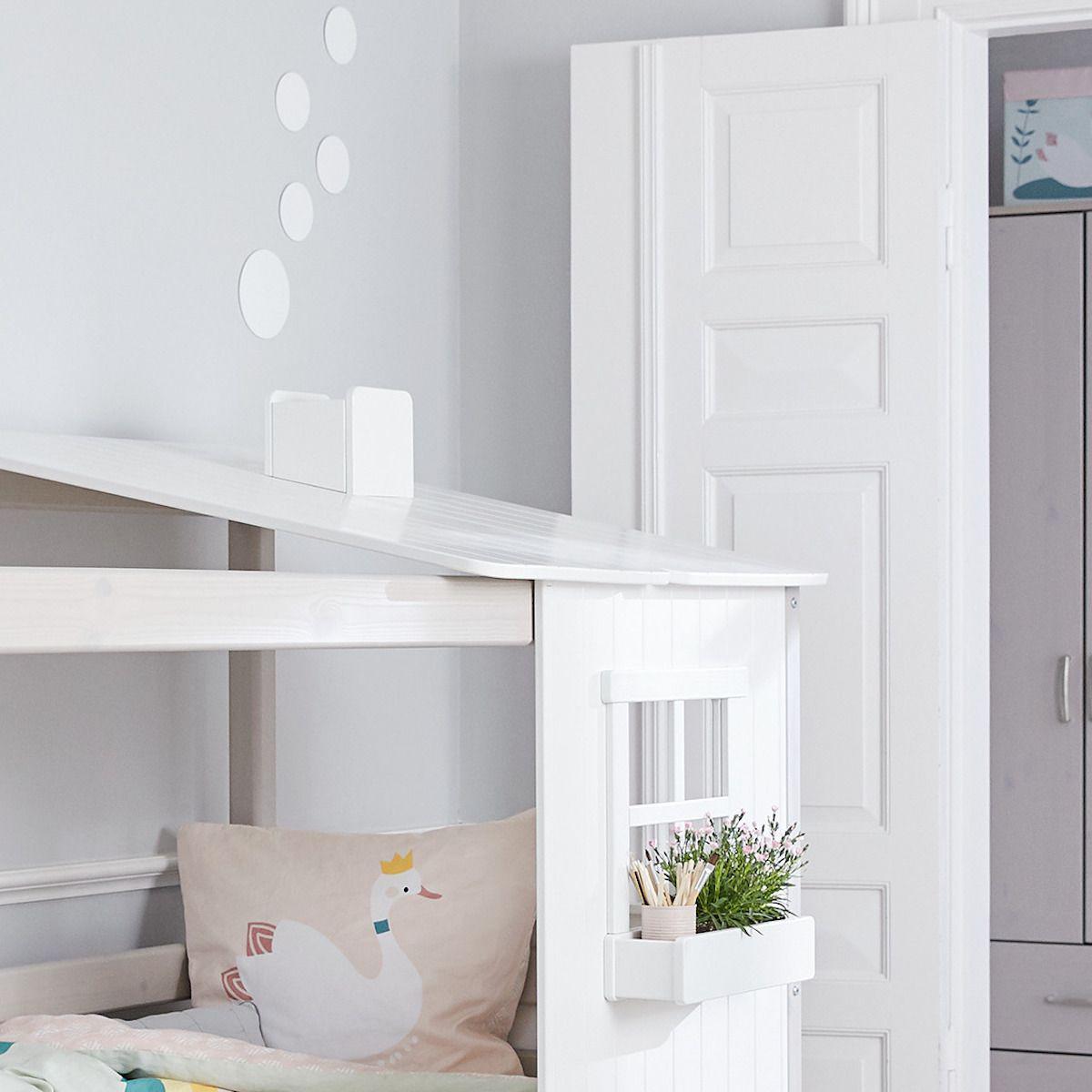 Lit bas évolutif cabane 90x200cm PLAY HOUSE CLASSIC Flexa blanc-grey washed