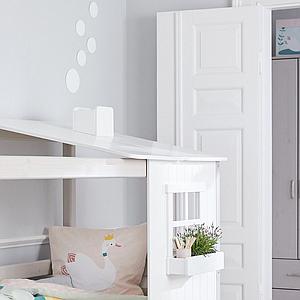 Lit bas évolutif cabane 90x200cm PLAY HOUSE CLASSIC Flexa blanc-grey washed