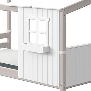 Lit bas évolutif cabane 90x200cm PLAY HOUSE CLASSIC Flexa blanc-grey washed