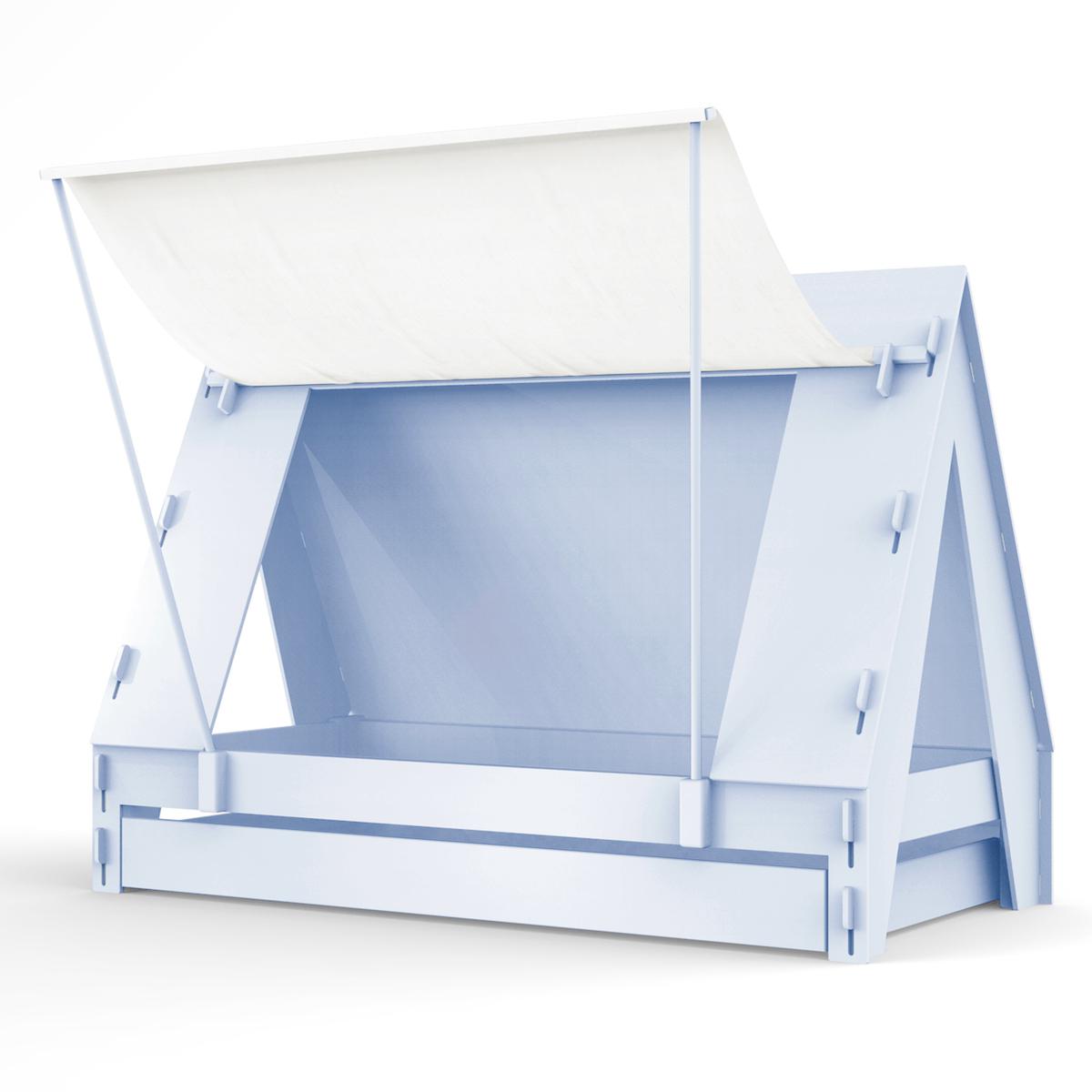 Lit bas-tiroir 90x200cm TENTE Mathy by Bols bleu poudré