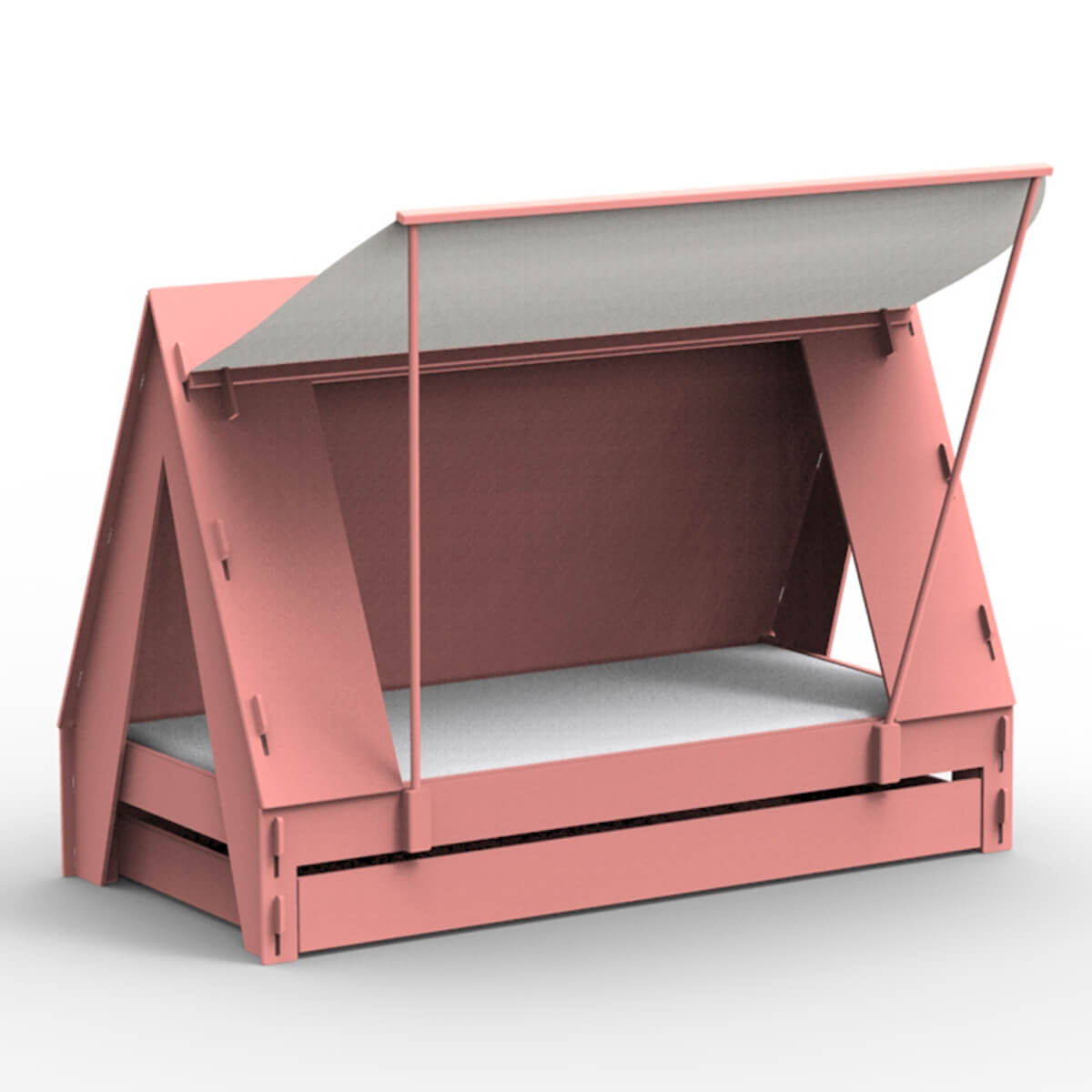 Lit bas-tiroir 90x200cm TENTE Mathy by Bols corail