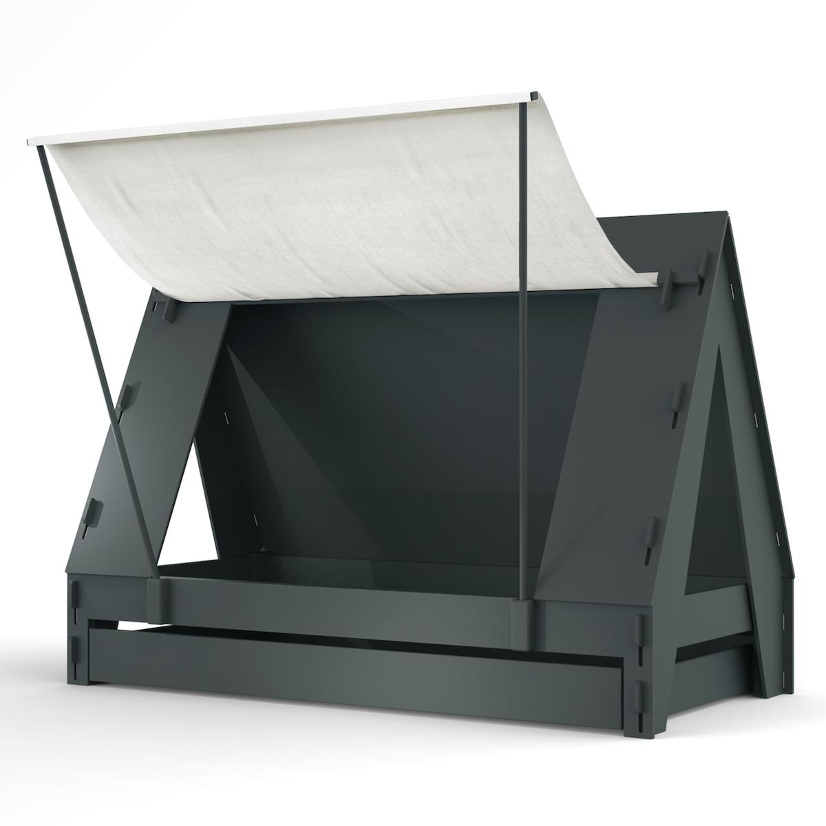 Lit bas-tiroir 90x200cm TENTE Mathy by Bols gris basalte