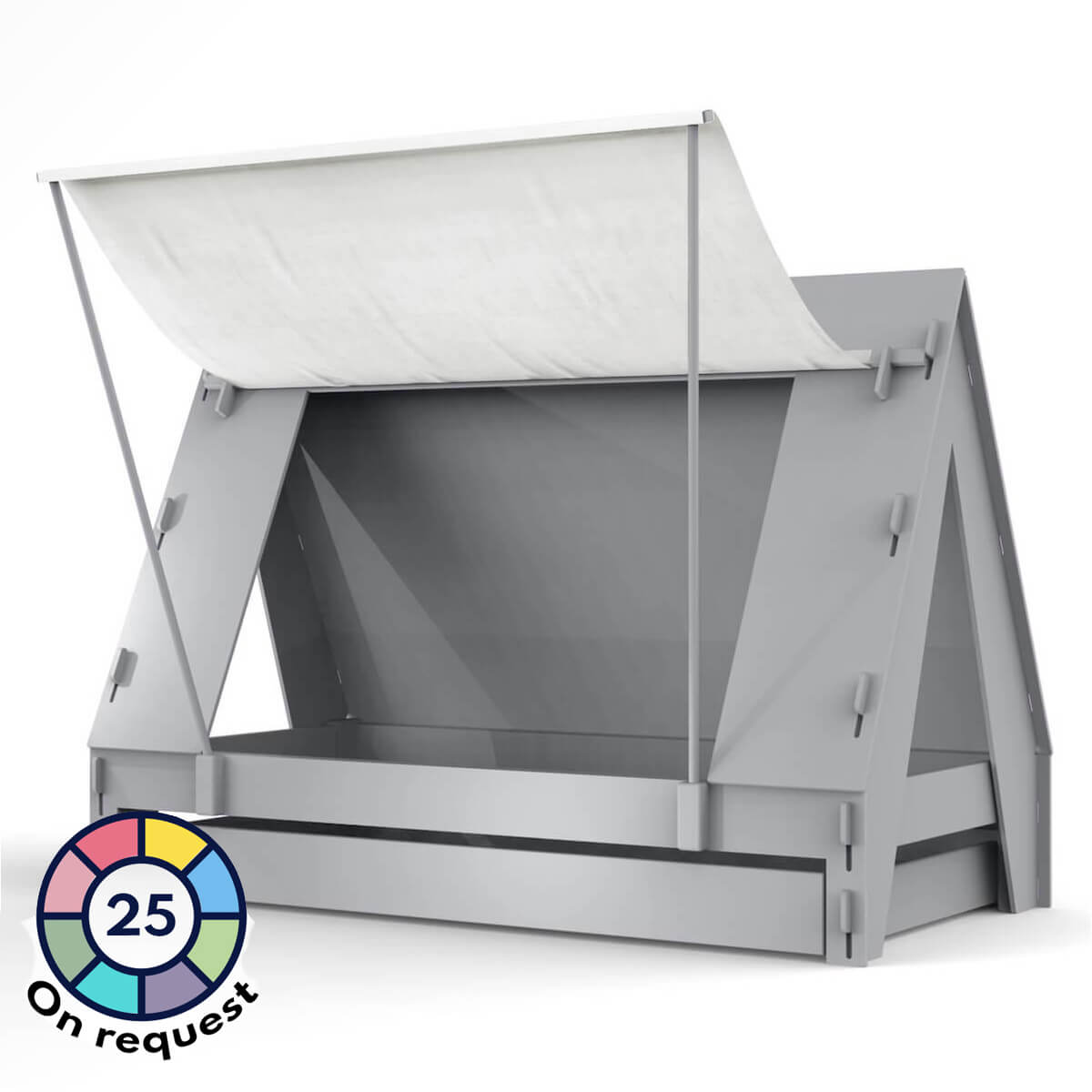 Lit bas-tiroir 90x200cm TENTE Mathy by Bols gris ciment