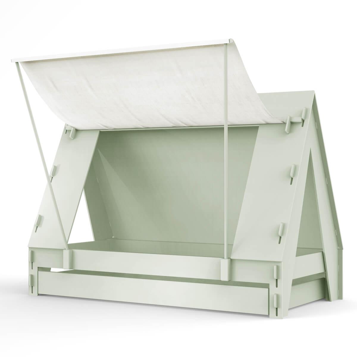 Lit bas-tiroir 90x200cm TENTE Mathy by Bols gris mousse