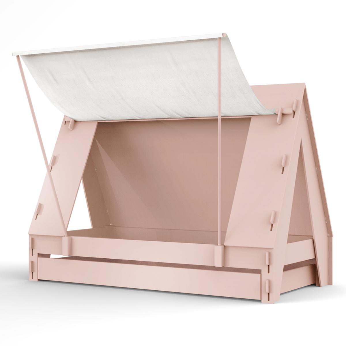 Lit bas-tiroir 90x200cm TENTE Mathy by Bols rose hiver