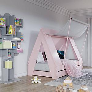 Lit bas-tiroir 90x200cm TENTE Mathy by Bols rose très clair