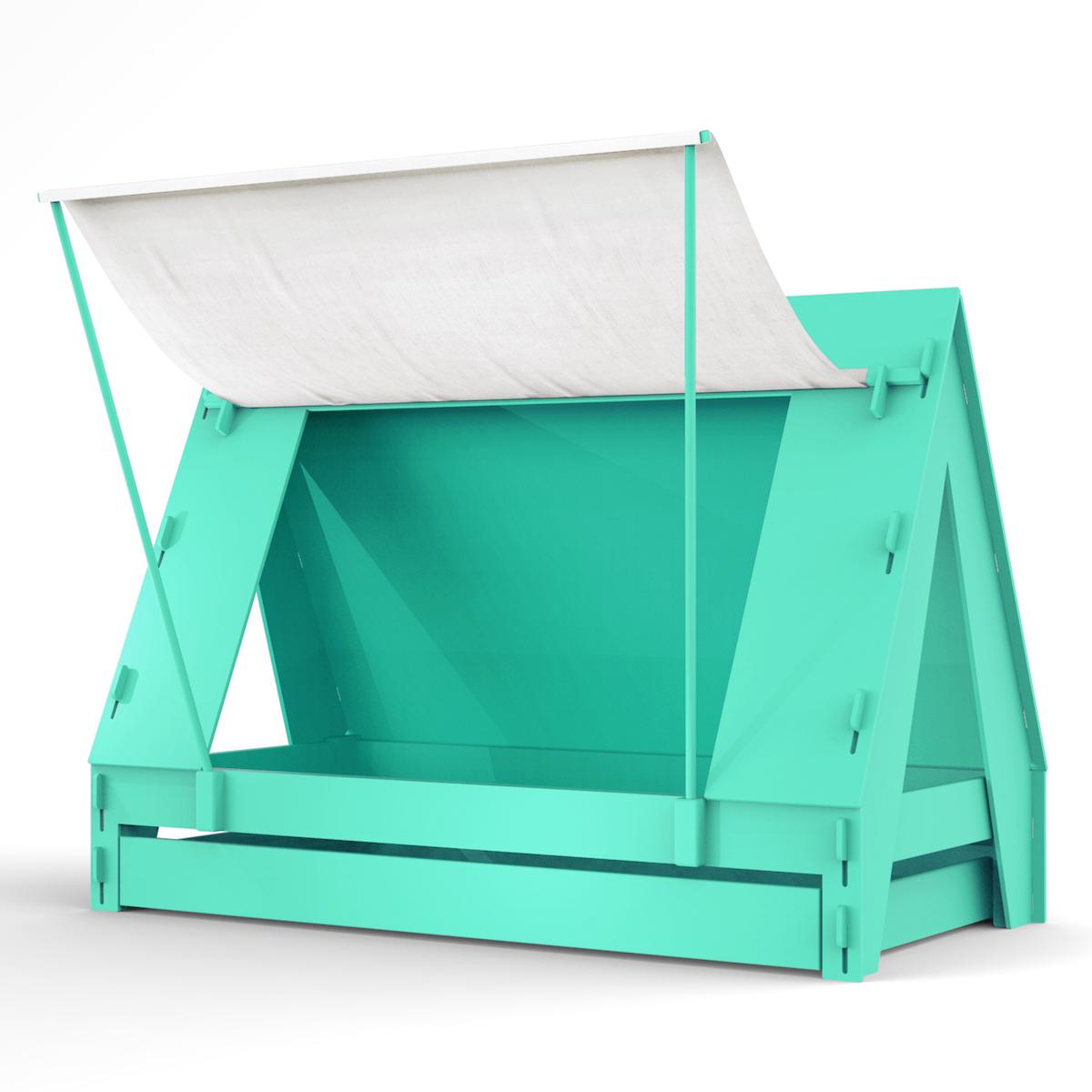 Lit bas-tiroir 90x200cm TENTE Mathy by Bols vert léger