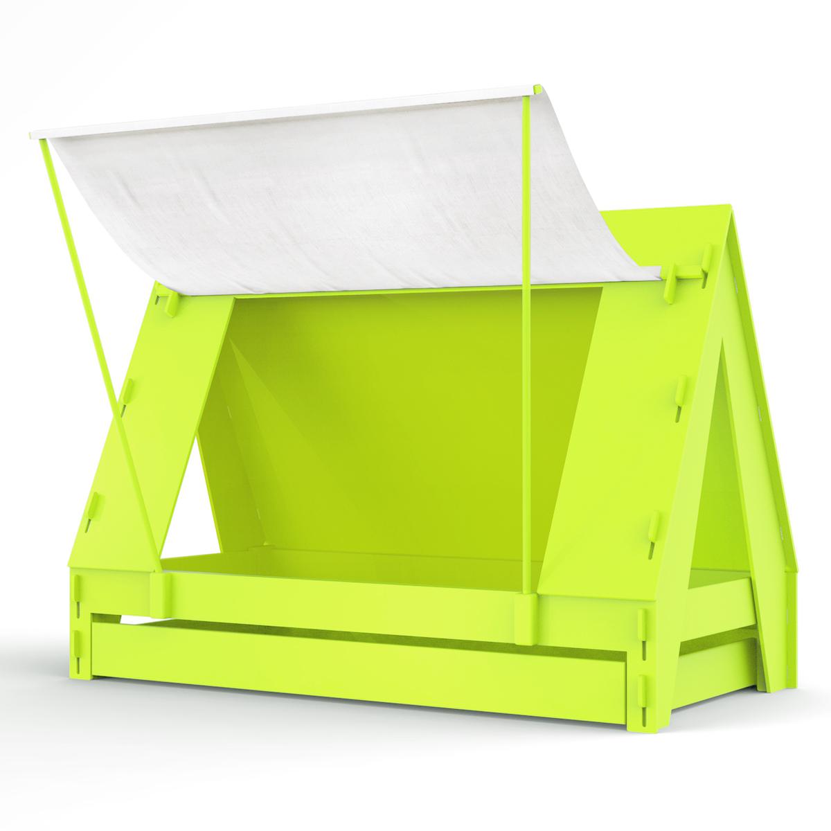 Lit bas-tiroir 90x200cm TENTE Mathy by Bols vert pomme