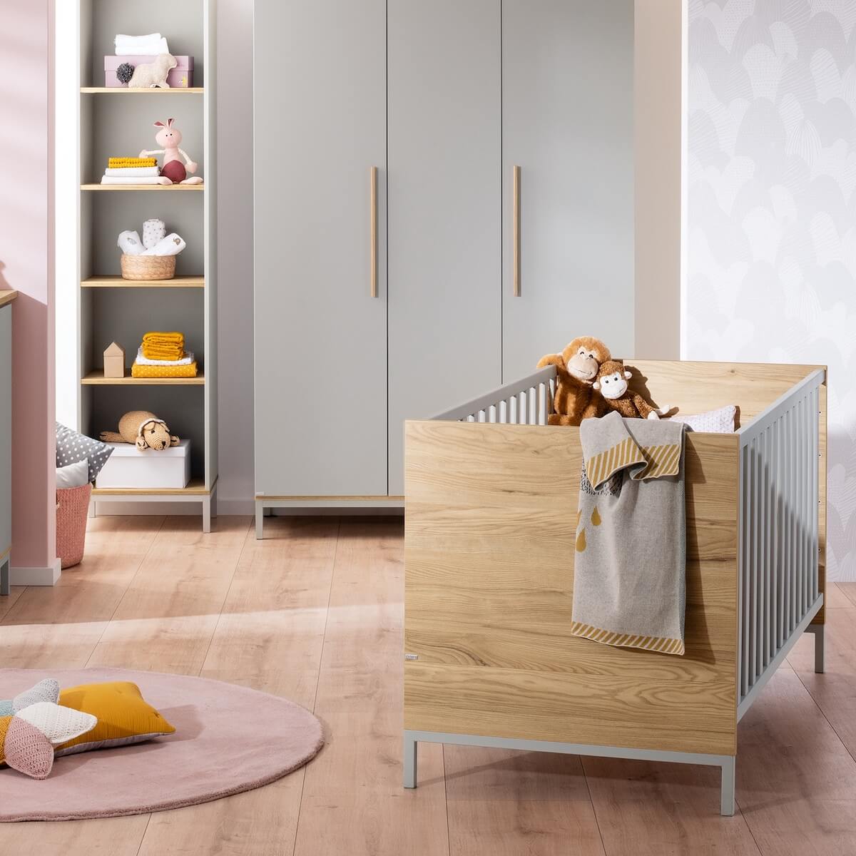 Lit bébé 70x140cm BENNE Paidi Chêne Montana gris ardoise