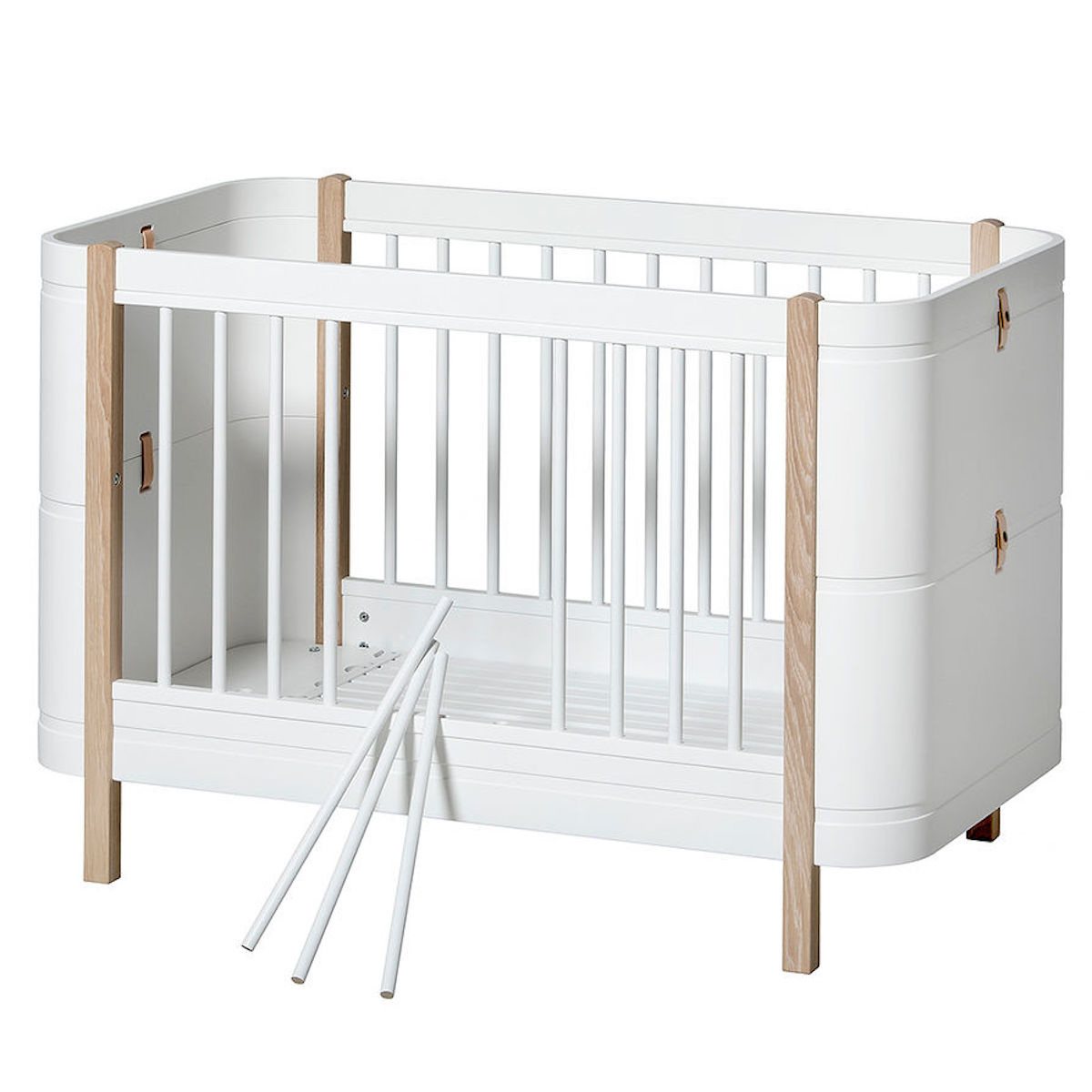 Lit bébé évolutif 68x122cm/162cm WOOD MINI+ Oliver Furniture blanc-chêne