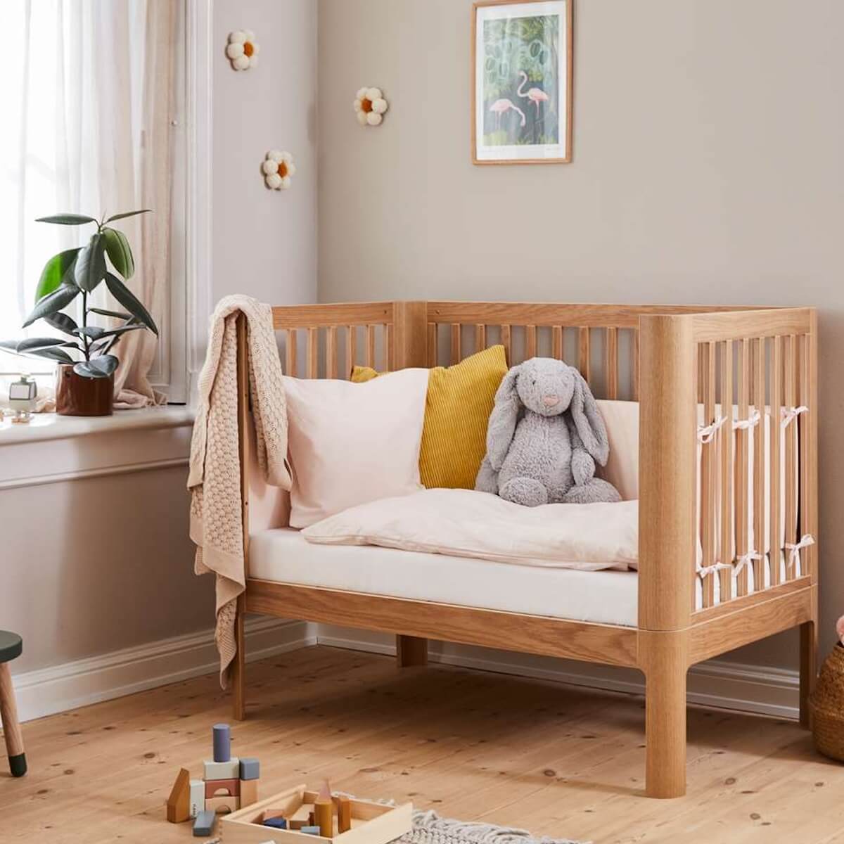 Lit bébé évolutif 70x120cm NOVA Flexa Oak clear lacq.