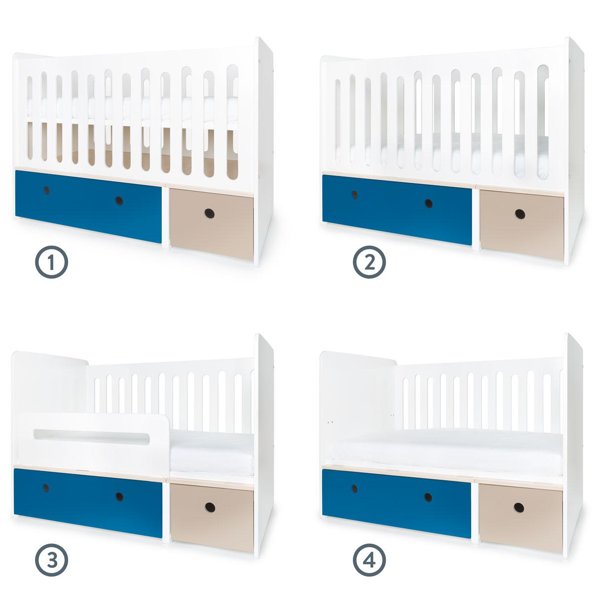 Lit bébé évolutif 70x140cm COLORFLEX Abitare Kids deep marine-warm grey