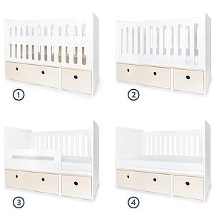 Lit bébé évolutif 70x140cm COLORFLEX Abitare Kids façades white wash 