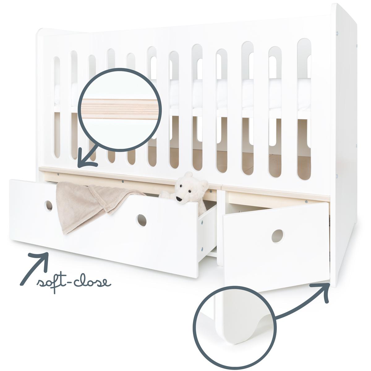 Lit bébé évolutif 70x140cm COLORFLEX Abitare Kids façades white