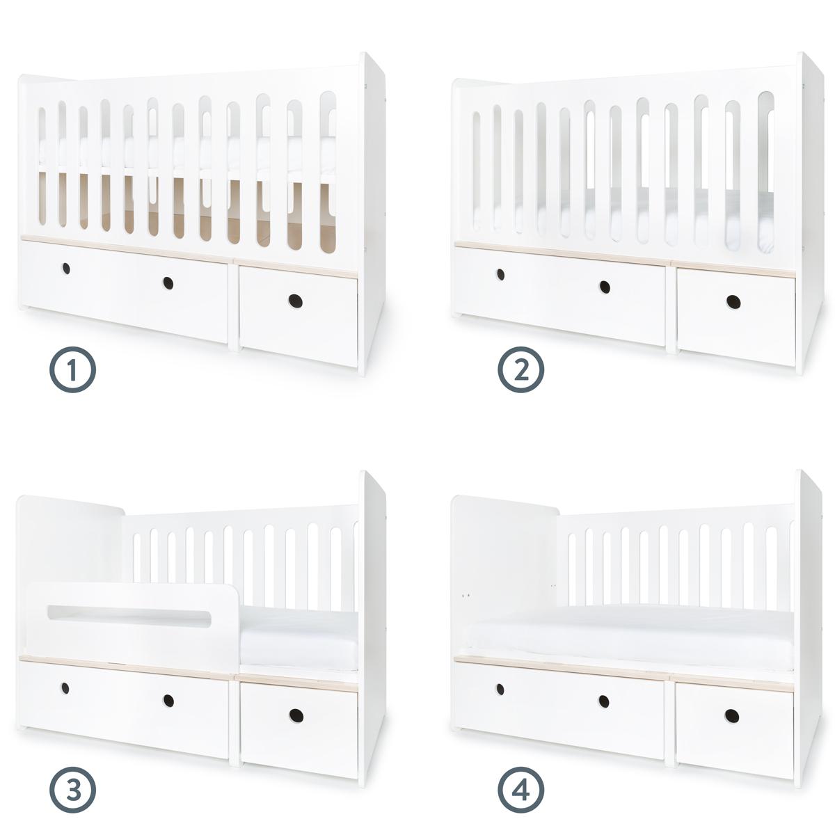 Lit bébé évolutif 70x140cm COLORFLEX Abitare Kids façades white