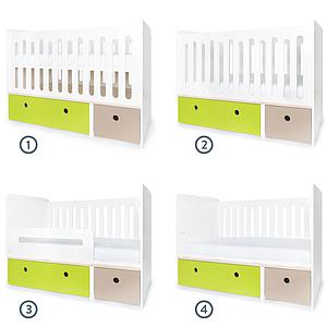 Lit bébé évolutif 70x140cm COLORFLEX Abitare Kids lime-warm grey