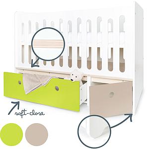 Lit bébé évolutif 70x140cm COLORFLEX Abitare Kids lime-warm grey