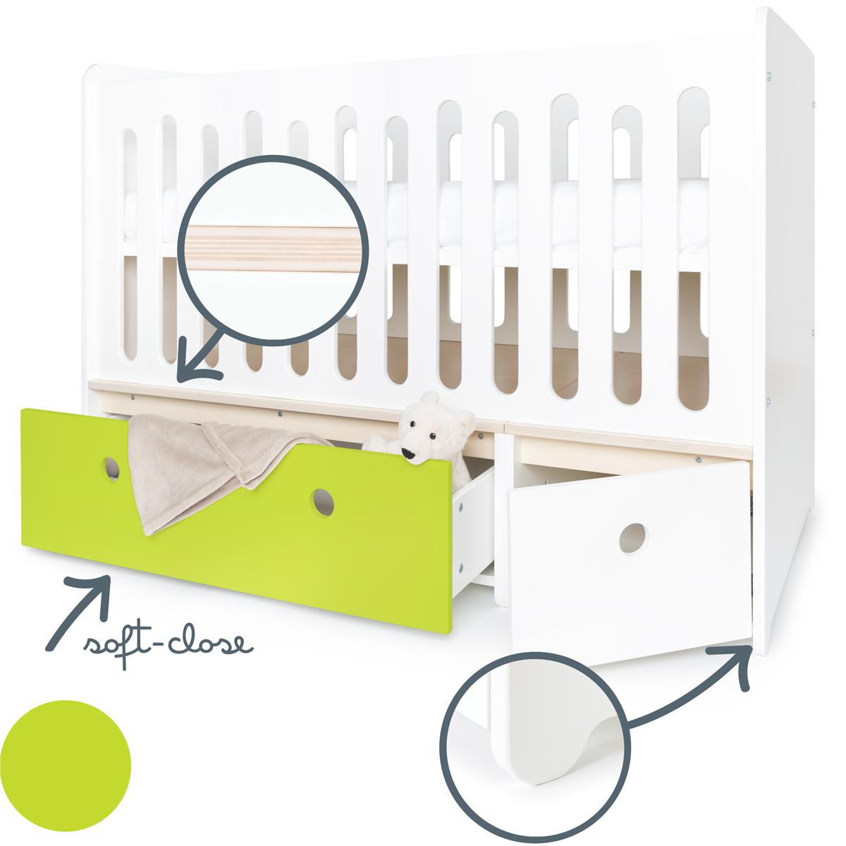 Lit bébé évolutif 70x140cm COLORFLEX Abitare Kids lime-white 