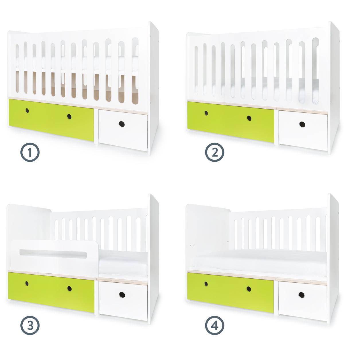 Lit bébé évolutif 70x140cm COLORFLEX Abitare Kids lime-white 