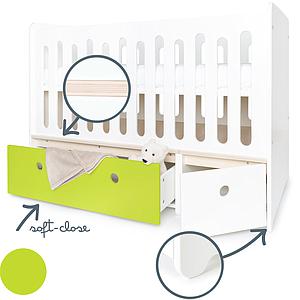 Lit bébé évolutif 70x140cm COLORFLEX Abitare Kids lime-white 