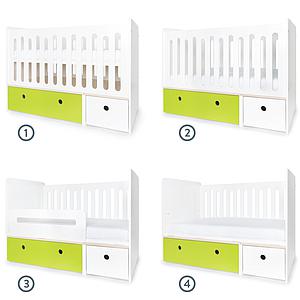 Lit bébé évolutif 70x140cm COLORFLEX Abitare Kids lime-white 