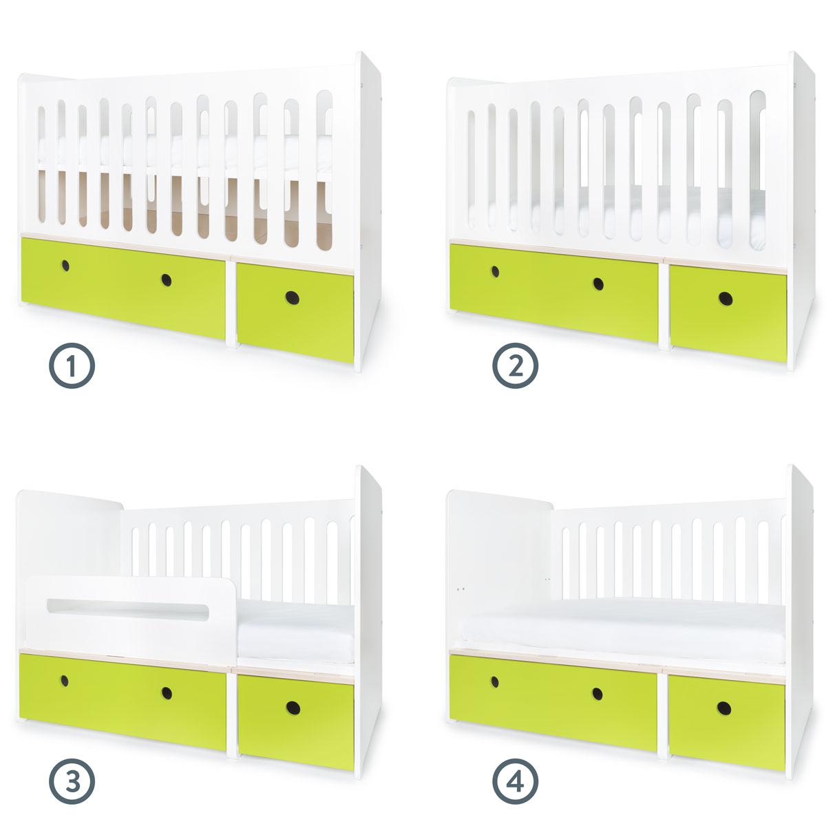 Lit bébé évolutif 70x140cm COLORFLEX Abitare Kids lime