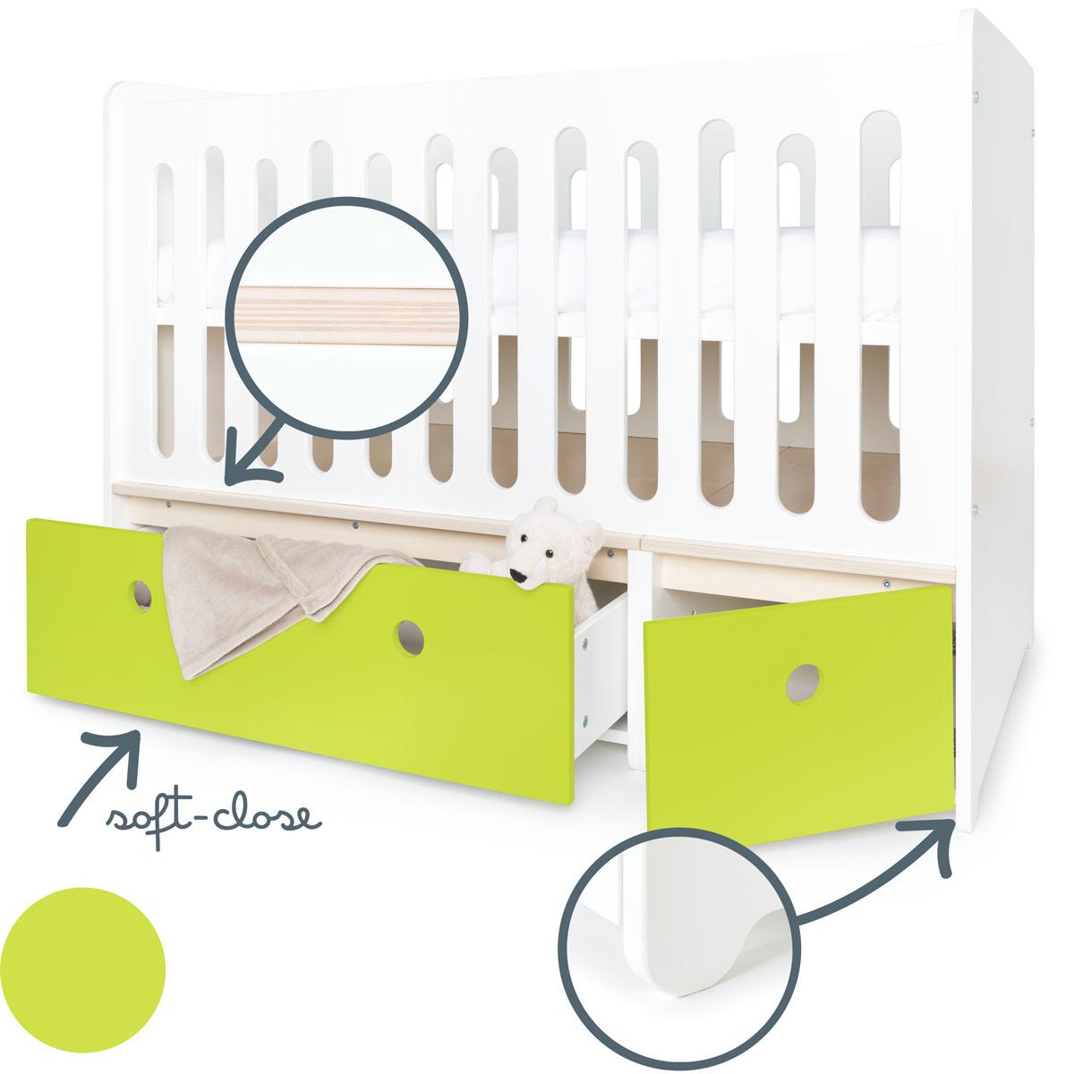 Lit bébé évolutif 70x140cm COLORFLEX Abitare Kids lime