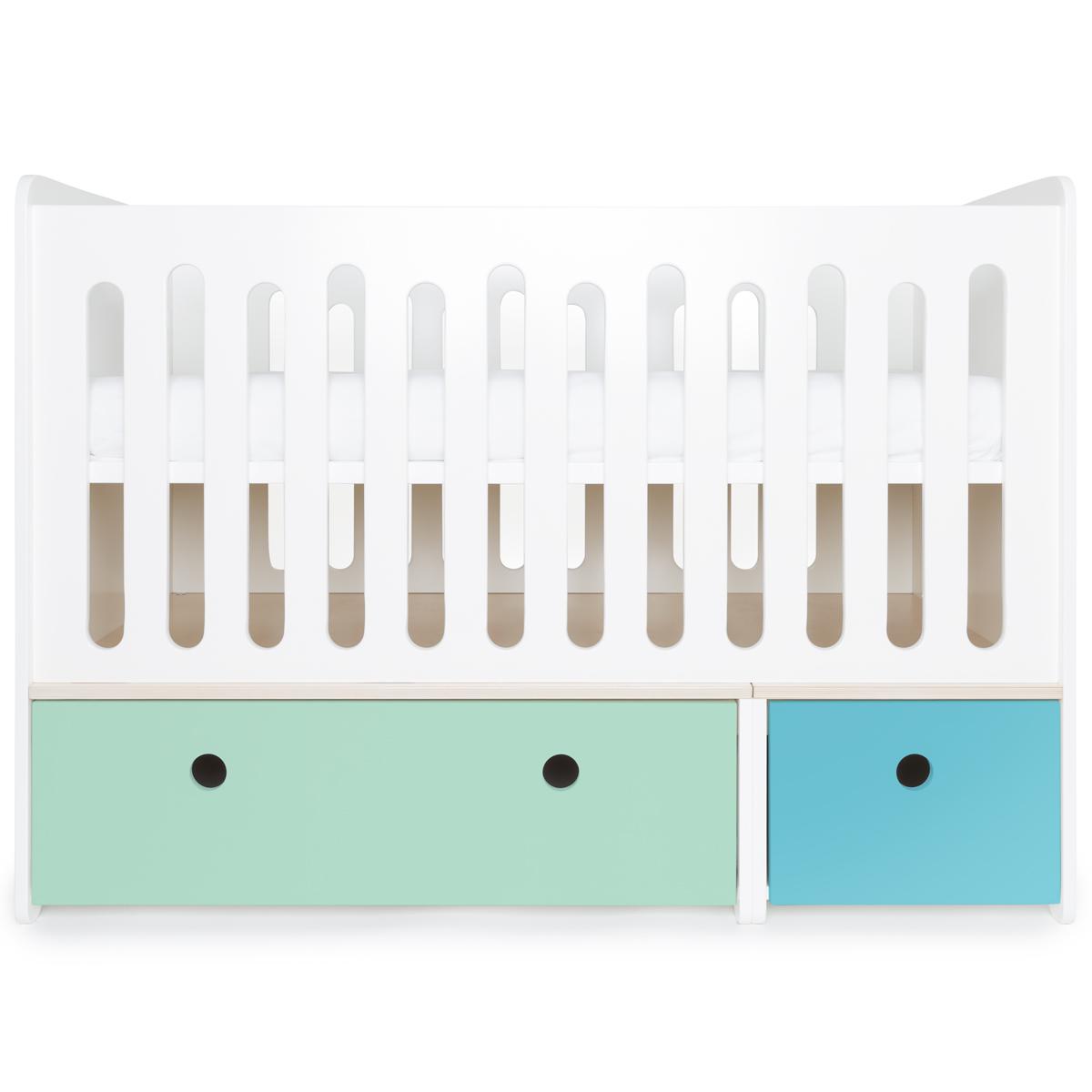 Lit bébé évolutif 70x140cm COLORFLEX Abitare Kids mint-paradise blue