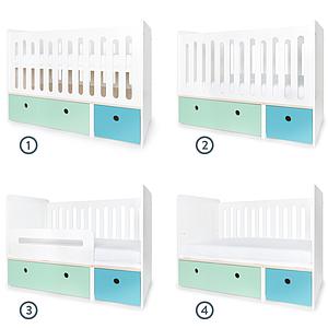 Lit bébé évolutif 70x140cm COLORFLEX Abitare Kids mint-paradise blue