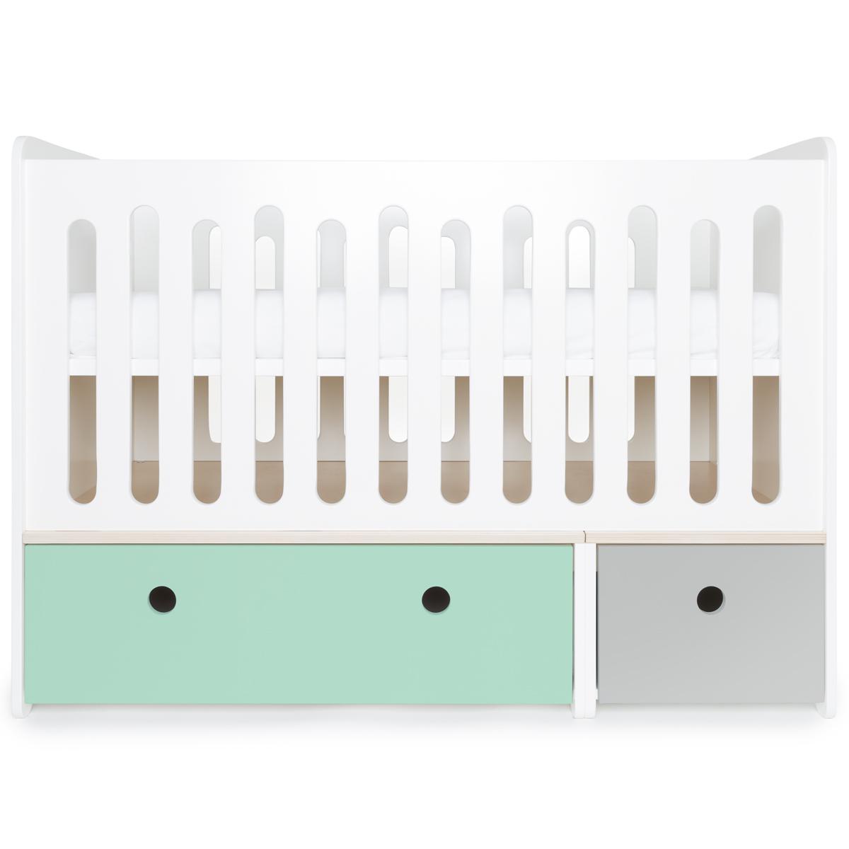 Lit bébé évolutif 70x140cm COLORFLEX Abitare Kids mint-pearl grey