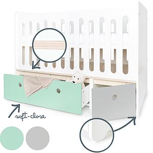 Lit bébé évolutif 70x140cm COLORFLEX Abitare Kids mint-pearl grey