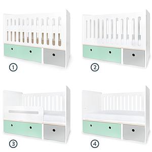 Lit bébé évolutif 70x140cm COLORFLEX Abitare Kids mint-pearl grey