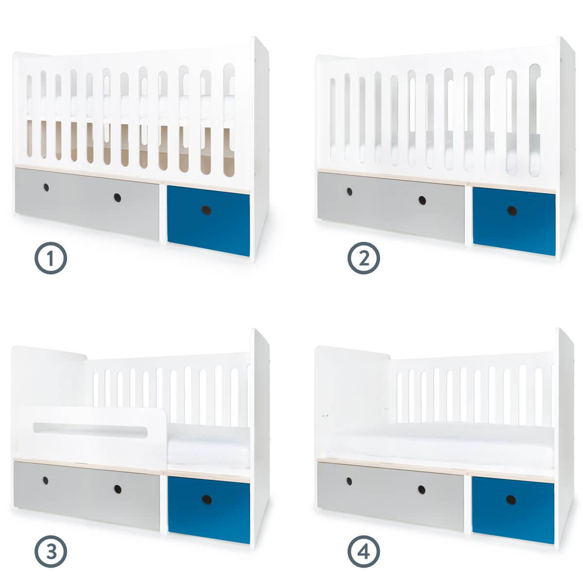 Lit bébé évolutif 70x140cm COLORFLEX Abitare Kids pearl grey-deep marine