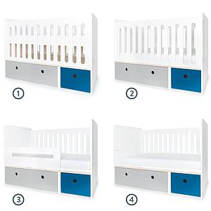 Lit bébé évolutif 70x140cm COLORFLEX Abitare Kids pearl grey-deep marine