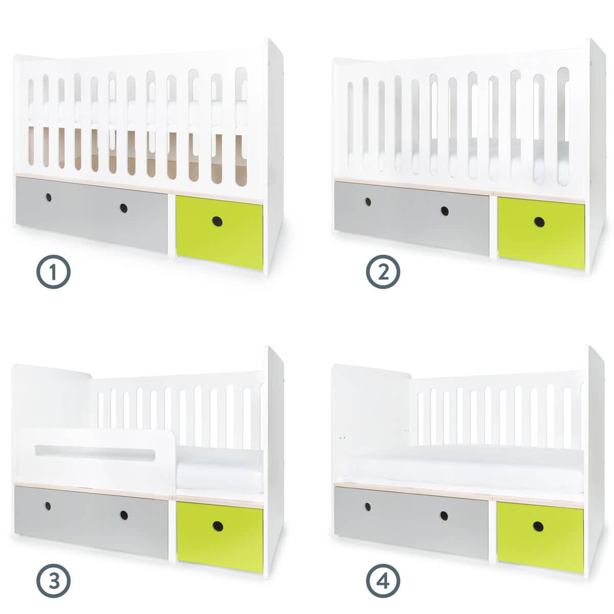 Lit bébé évolutif 70x140cm COLORFLEX Abitare Kids pearl grey-lime