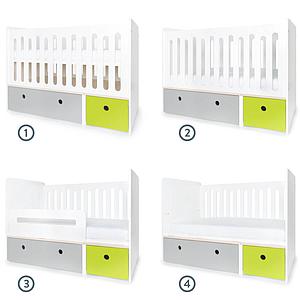 Lit bébé évolutif 70x140cm COLORFLEX Abitare Kids pearl grey-lime