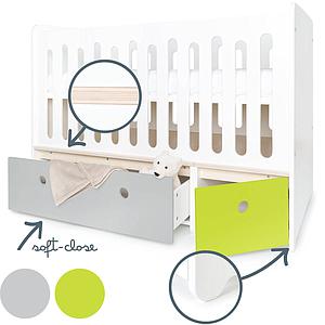 Lit bébé évolutif 70x140cm COLORFLEX Abitare Kids pearl grey-lime