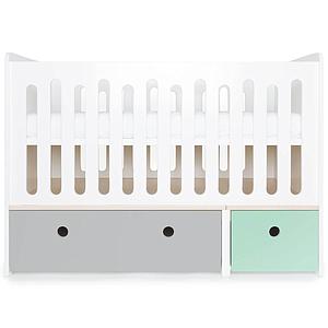 Lit bébé évolutif 70x140cm COLORFLEX Abitare Kids pearl grey-mint