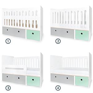 Lit bébé évolutif 70x140cm COLORFLEX Abitare Kids pearl grey-mint