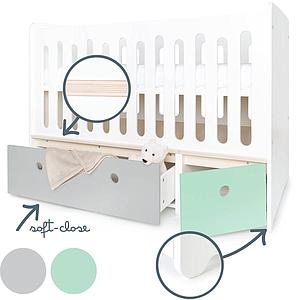 Lit bébé évolutif 70x140cm COLORFLEX Abitare Kids pearl grey-mint