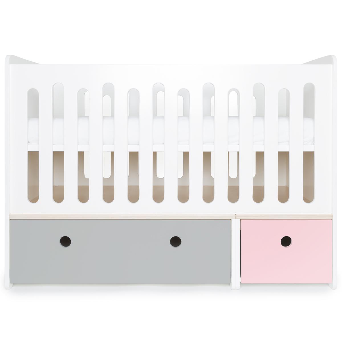 Lit bébé évolutif 70x140cm COLORFLEX Abitare Kids pearl grey-sweet pink
