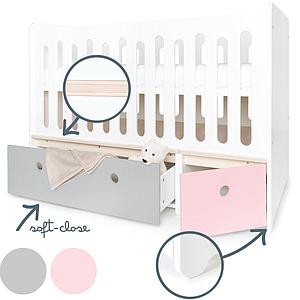 Lit bébé évolutif 70x140cm COLORFLEX Abitare Kids pearl grey-sweet pink