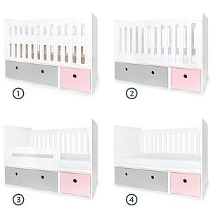 Lit bébé évolutif 70x140cm COLORFLEX Abitare Kids pearl grey-sweet pink