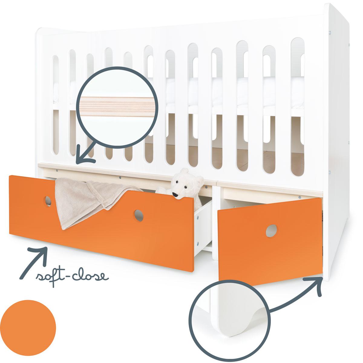 Lit bébé évolutif 70x140cm COLORFLEX Abitare Kids pure orange